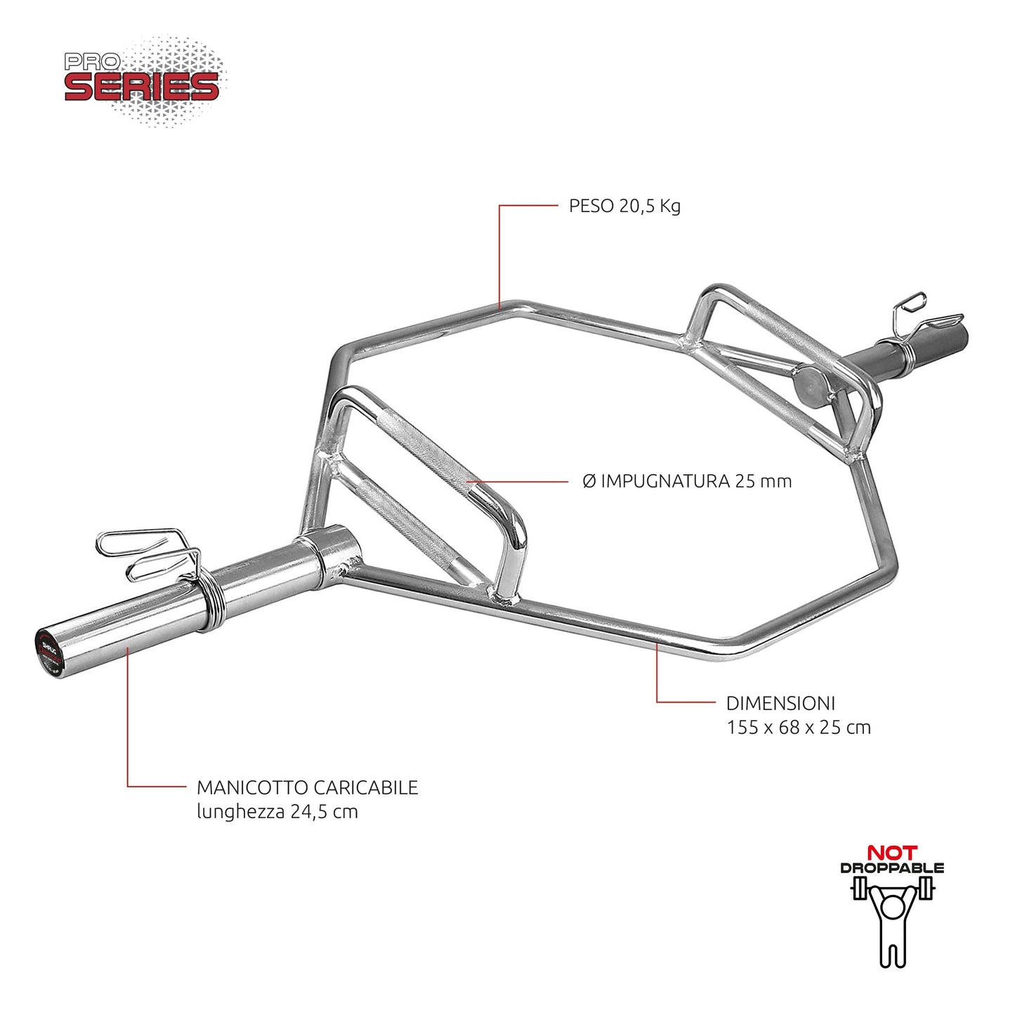 Bilanciere Olimpionico Esagonale - carico max 320 Kg Diamond Professional
