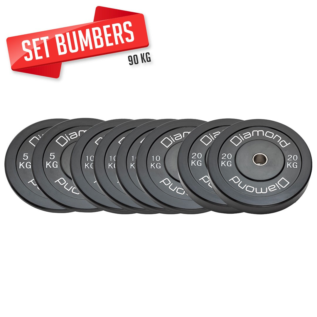 Set 90 kg Dischi bumper Diamond Professional foro 50 mm
